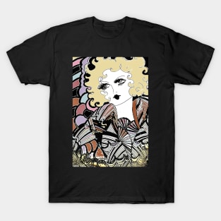 ART DECO 70S GEOMETRIC BLONDE dolly ,, FLAPPER ,House of Harelquin T-Shirt